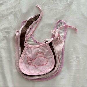 Pink and Brown Whale Baby Bib Set of 5